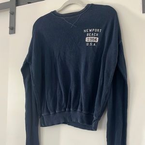 Brandy Melville Thermal Long Sleeve Shirt Navy Blue ONE SIZE Newport Beach Cali